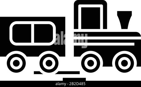 Little train black icon, concept illustration, vector flat symbol, glyph sign. Stock Vector