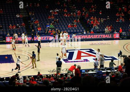 Arizona Vs Stanford Girls University Basketball game at the UofA McKale Memorial center basketball arena in Tucson AZ Stock Photo