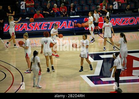 Arizona Vs Stanford Girls University Basketball game at the UofA McKale Memorial center basketball arena in Tucson AZ Stock Photo