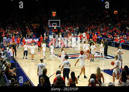 Arizona Vs Stanford Girls University Basketball game at the UofA McKale Memorial center basketball arena in Tucson AZ Stock Photo