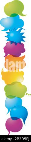 Colorful speech bubble. Communication concept. Clouds. Social network. Friendship dialogue and solidarity between different cultures and ethnicities. Stock Vector