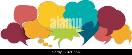 Colored speech bubble.Communication concept.Social network.Symbol talking and communicate.Colored cloud. Speak - discussion - chat. Friendship.Talk Stock Vector