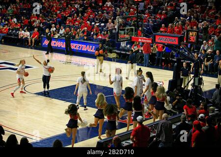 Arizona Vs Stanford Girls University Basketball game at the UofA McKale Memorial center basketball arena in Tucson AZ Stock Photo