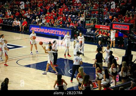 Arizona Vs Stanford Girls University Basketball game at the UofA McKale Memorial center basketball arena in Tucson AZ Stock Photo