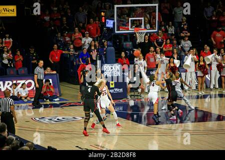 Arizona Vs Stanford Girls University Basketball game at the UofA McKale Memorial center basketball arena in Tucson AZ Stock Photo