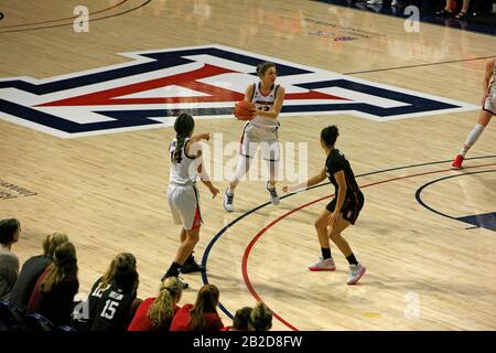 Arizona Vs Stanford Girls University Basketball game at the UofA McKale Memorial center basketball arena in Tucson AZ Stock Photo