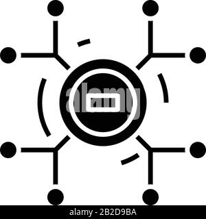 Linking process line icon, concept sign, outline vector illustration ...