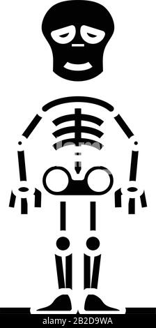 Horror skeleton black icon, concept illustration, vector flat symbol, glyph sign. Stock Vector