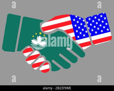 Macau and USA flags Handshake vector Stock Vector