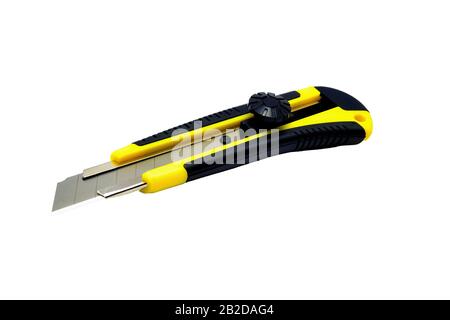 Yellow black cutter closeup isolated on white background. Stock Photo