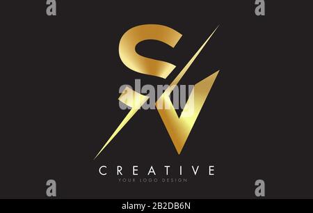 Gold alphabet letter sv s v logo combination icon Vector Image