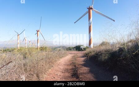 Green power from wind in middle east Stock Photo