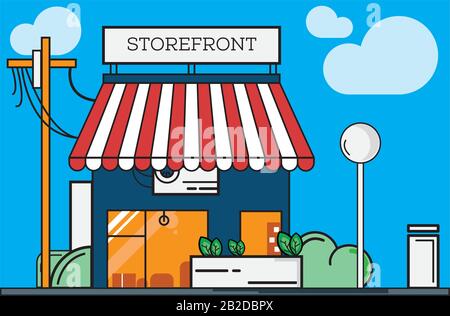 Illustration of storefront , with nice background vector Stock Vector