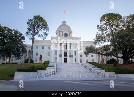 The Alabama State Capitol building in Montgomery Alabama located on Capitol Hill, originally Goat Hill. Stock Photo