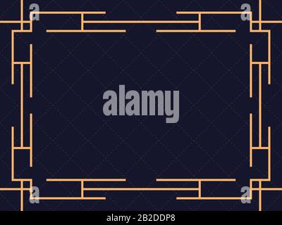 Art deco frame. Vintage linear border. Design a template for invitations, leaflets and greeting cards. The style of the 1920s and 1930s. Vector illust Stock Vector