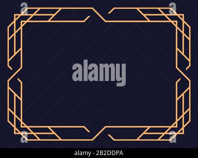 Art deco frame. Vintage linear border. Design a template for invitations, leaflets and greeting cards. The style of the 1920s and 1930s. Vector illust Stock Vector