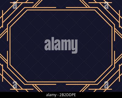 Art deco frame. Vintage linear border. Design a template for invitations, leaflets and greeting cards. The style of the 1920s and 1930s. Vector illust Stock Vector