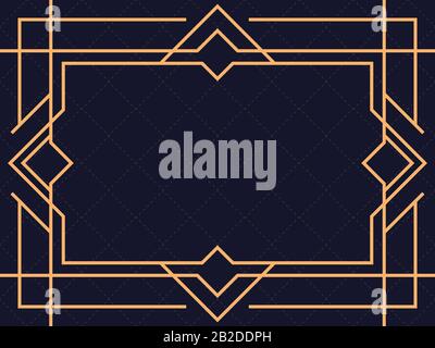 Art deco frame. Vintage linear border. Design a template for invitations, leaflets and greeting cards. The style of the 1920s and 1930s. Vector illust Stock Vector