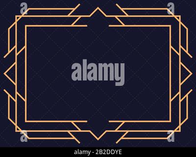 Art deco frame. Vintage linear border. Design a template for invitations, leaflets and greeting cards. The style of the 1920s and 1930s. Vector illust Stock Vector