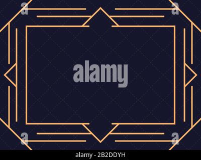 Art deco frame. Vintage linear border. Design a template for invitations, leaflets and greeting cards. The style of the 1920s and 1930s. Vector illust Stock Vector