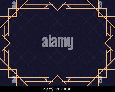 Art deco frame. Vintage linear border. Design a template for invitations, leaflets and greeting cards. The style of the 1920s and 1930s. Vector illust Stock Vector