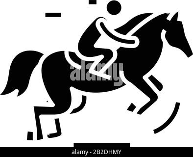 Horse riding black icon, concept illustration, vector flat symbol, glyph sign. Stock Vector