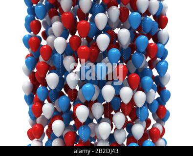 Red, white and blue celebration balloons Independence day background. Stock Photo
