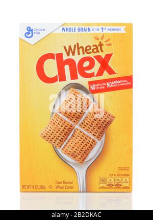 IRVINE, CALIFORNIA - MAY 22, 2019:  A box of Wheat Chex from General Mills. Stock Photo