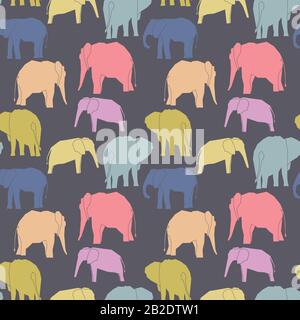 Vector elephants seamless pattern background. Stock Vector
