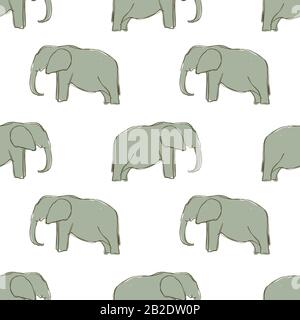 Vector elephants seamless pattern background. Stock Vector