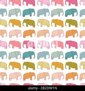 Vector elephants seamless pattern background. Stock Vector