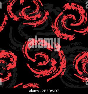 Vintage seamless pattern with red roses on black background for decorative design. Seamless floral background. Vintage vector illustration. Vector Stock Vector