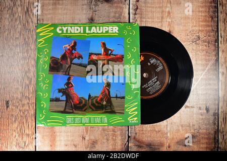 Cyndi Lauper - Girls just want to have fun - 7 inch single Stock Photo