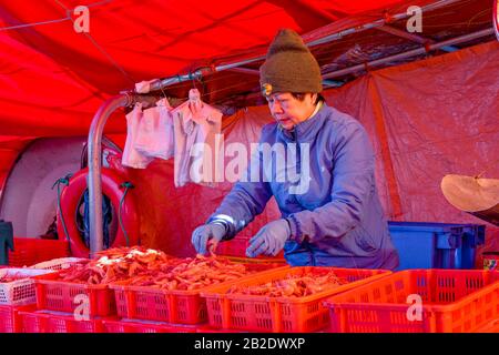 Fisherman Direct fish sales, Fisherman’s Wharf, Steveston Landing, Richmond, British Columbia, Canada Stock Photo