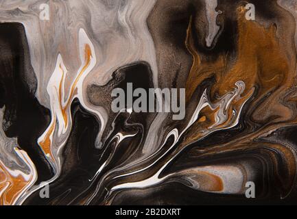 Vivid abstract art fluid painting with gold powder Stock Photo