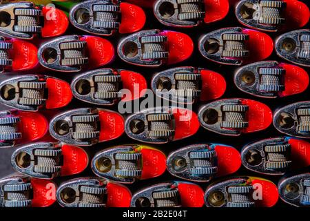 set of lighters photographed with various angles, compositions and sets of lights Stock Photo