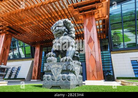 BEIJING, СHINA - JUNE 03: Modern architecture of Beijing close-up. Stock Photo