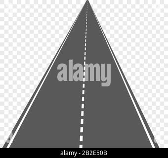 Vector straight road isolated on transparent background. Stock Vector