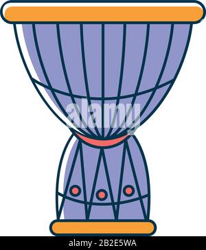african drum musical instrument melody sound music vector illustration line and fill style Stock Vector