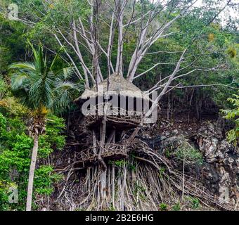 Tree house in the very literally sense located in a canyon in the north of Kho Phangan Stock Photo