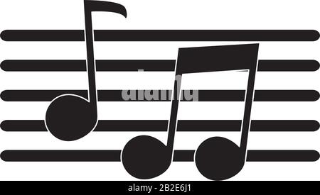 musical notes pentagram melody sound music vector illustration silhouette style icon Stock Vector