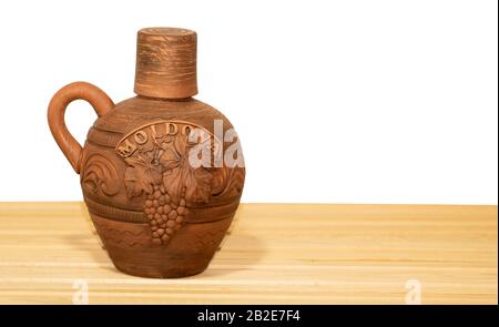 Souvenir from Moldova - Ceramic jug on white background Stock Photo