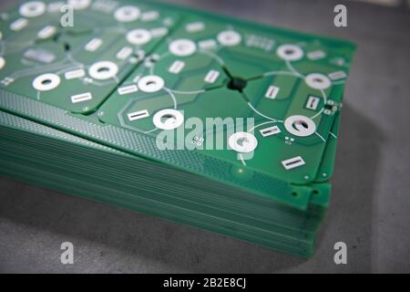 Stack of Printed Circuit Boards (PCB) Stock Photo