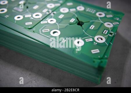 Stack of Printed Circuit Boards (PCB) Stock Photo