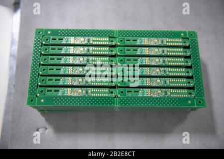 Stack of Printed Circuit Boards (PCB) Stock Photo