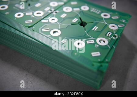 Stack of Printed Circuit Boards (PCB) Stock Photo