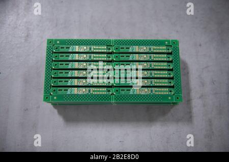 Stack of Printed Circuit Boards (PCB) Stock Photo