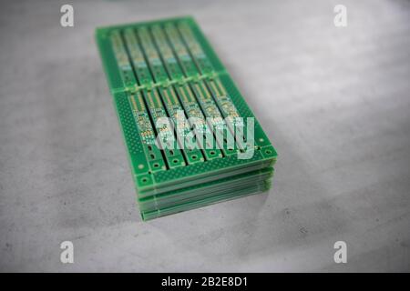 Stack of Printed Circuit Boards (PCB) Stock Photo