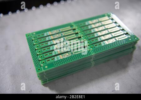 Stack of Printed Circuit Boards (PCB) Stock Photo