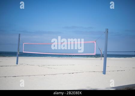 Beach volleyball courts on southern California beach Stock Photo